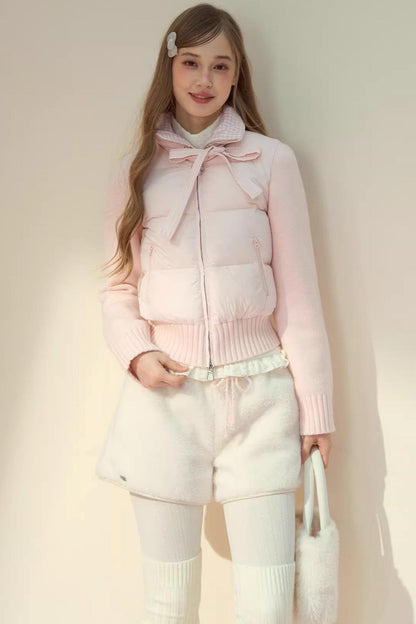 Pink Cloud Knitted Patchwork Jacket