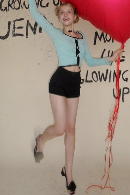 High-Waist Lace-Trim Casual Shorts