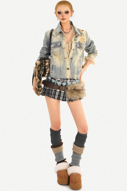 Gradient Distressed Denim Jacket