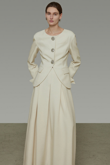 Collarless Slim-Fit Two-Piece Set-Up