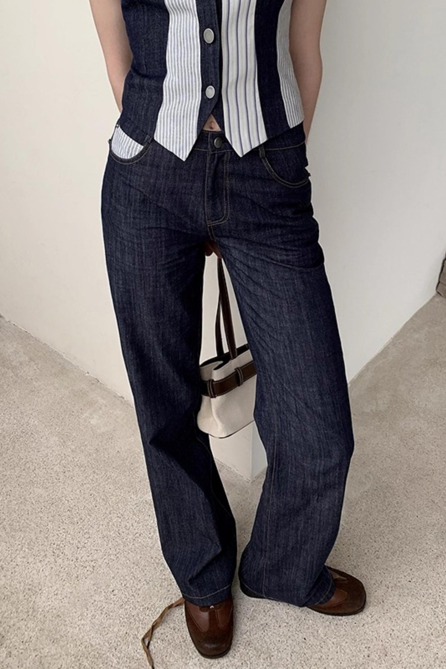 Washed Denim Pants Set-Up