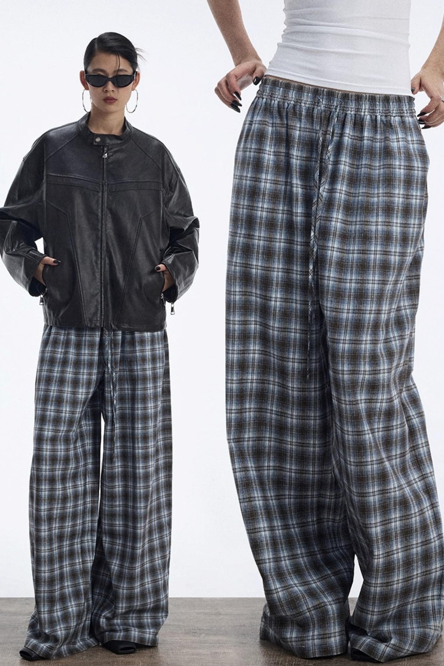 Plaid Color-Blocked Winter Pants