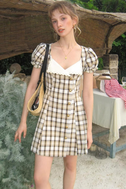 Moon Flower Vintage Yellow A-Line Dress