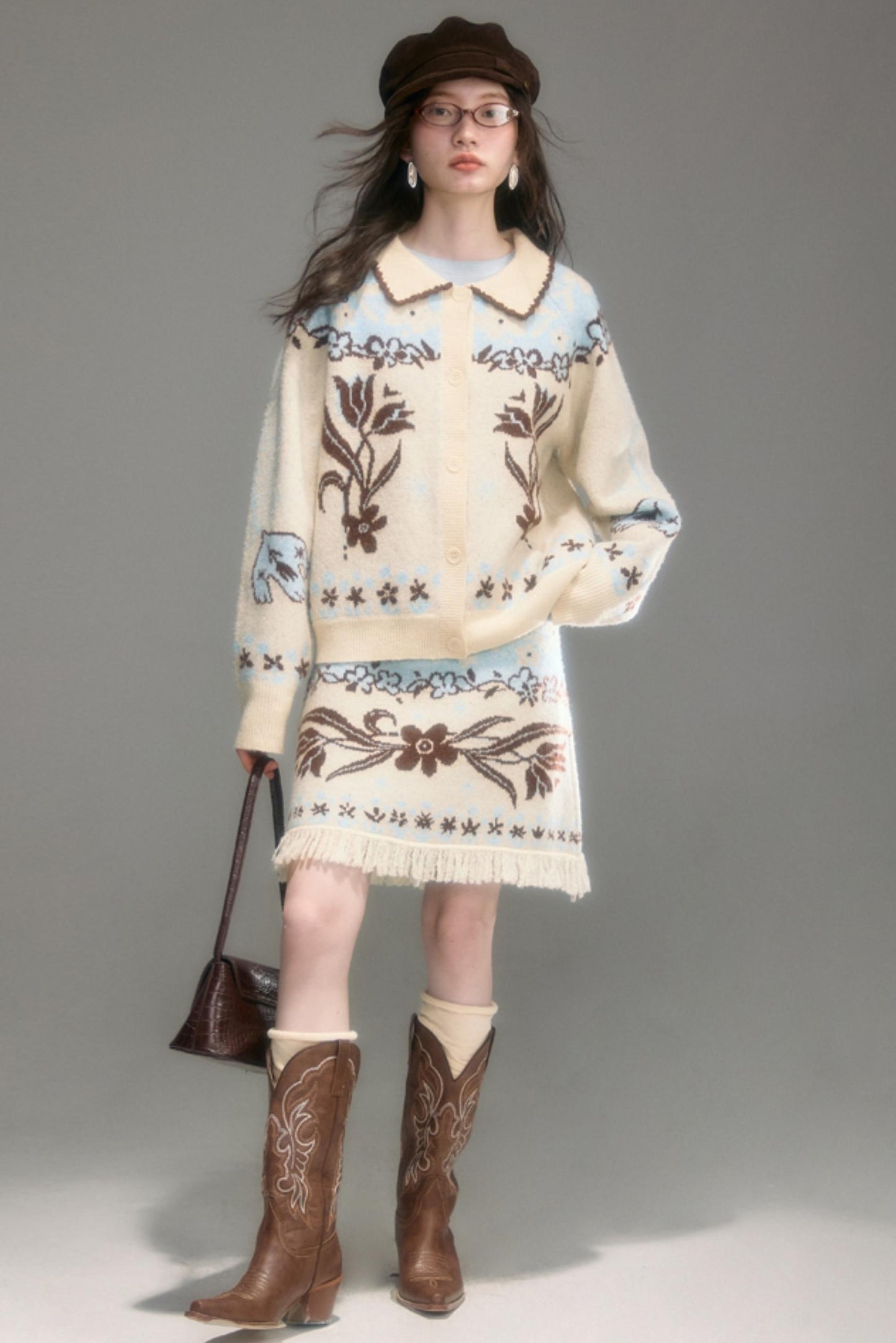 Paradise Jacquard Tulip Cardigan Set-Up