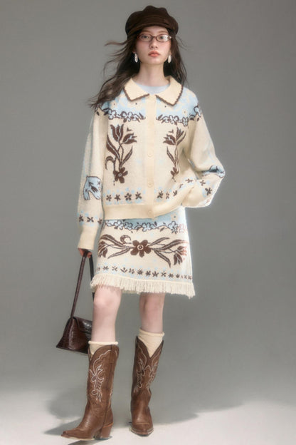 Paradise Jacquard Tulip Cardigan Set-Up