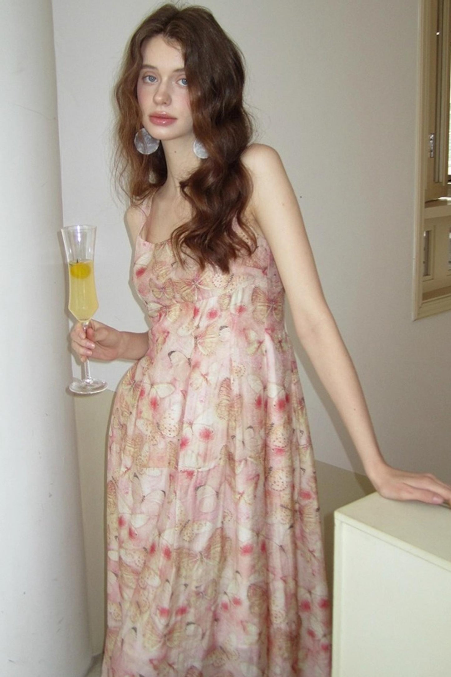 Slim Butterfly Sheer French Dress