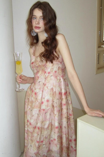 Slim Butterfly Sheer French Dress