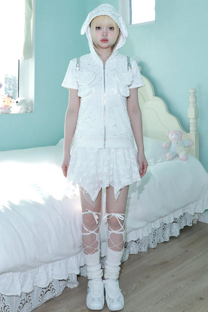 Silver Angel Wing Hoodie Top