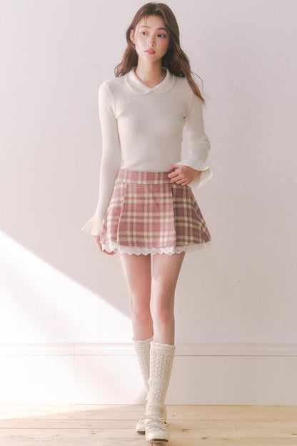 Vintage Plaid Lace Skirt Set-Up