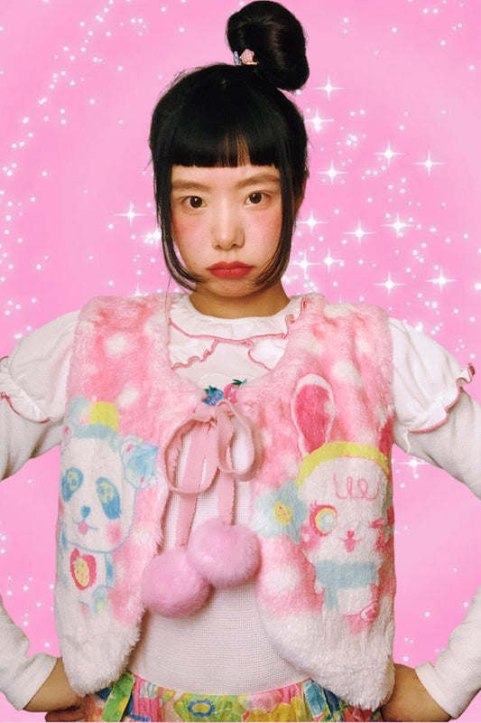 Pink Rabbit Plush Vest