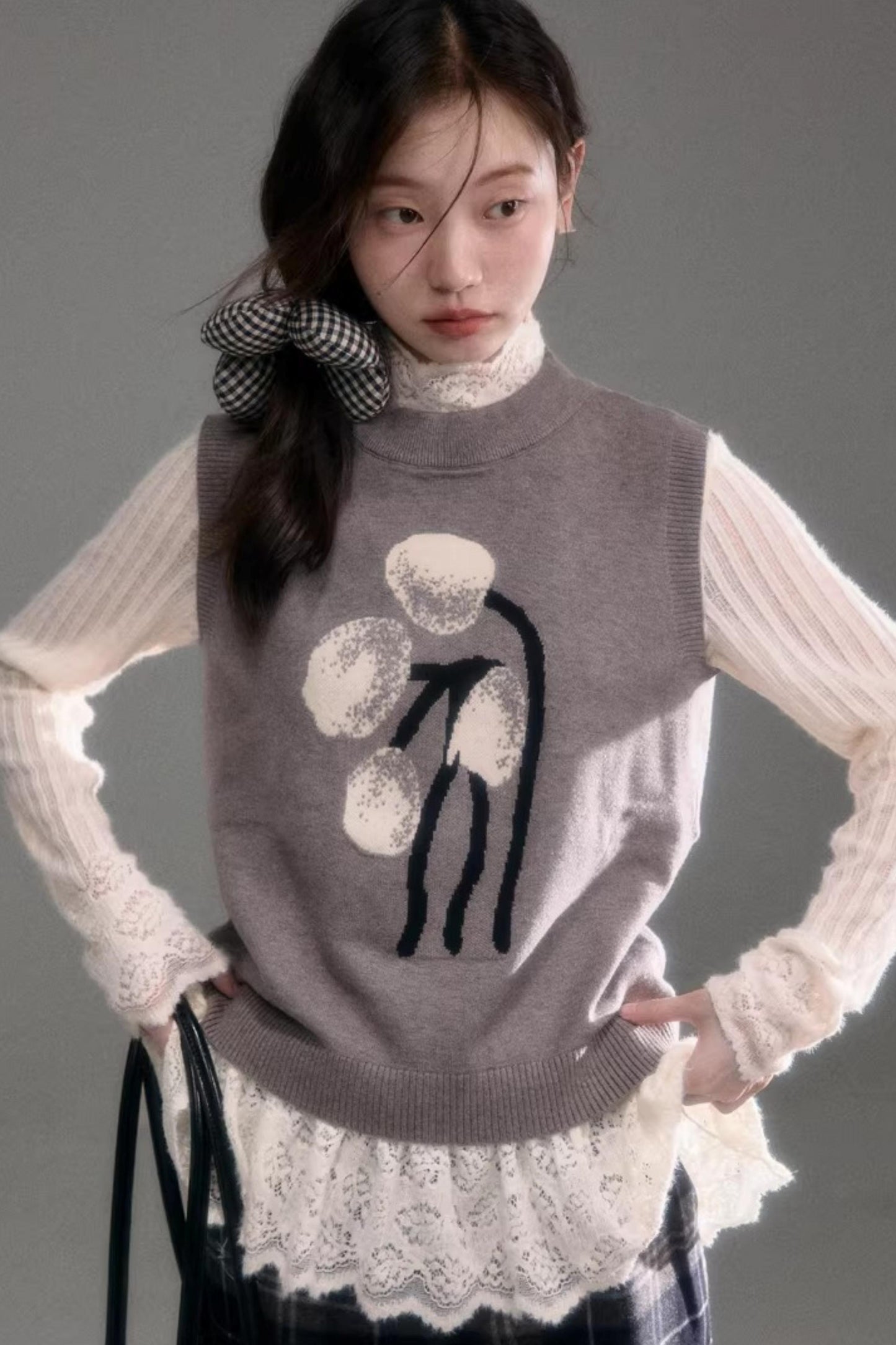 Retro Jacquard Layered Vest