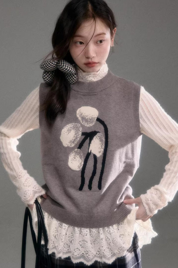 Retro Jacquard Layered Vest