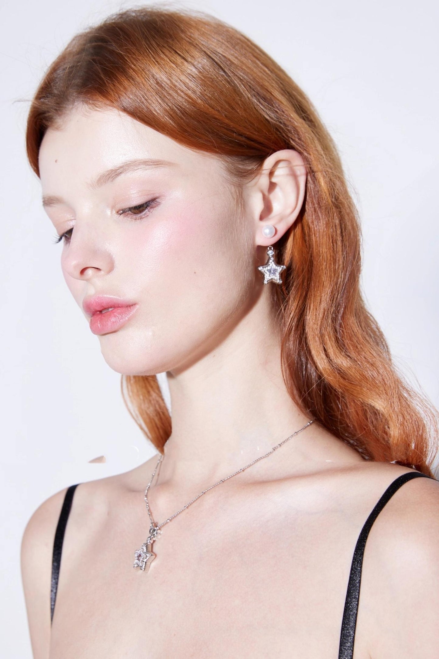 Starry Pavé Zircon Pendant Earrings Set