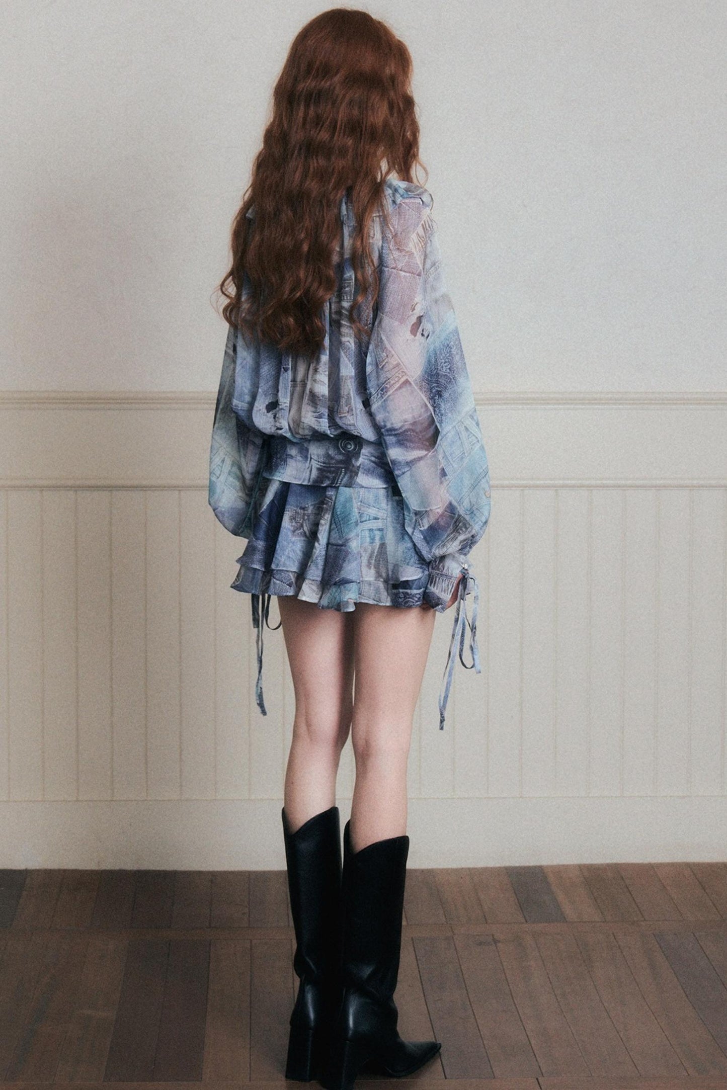 Ruffles Denim Shirt Dress