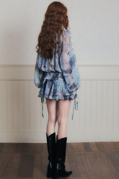Ruffles Denim Shirt Dress