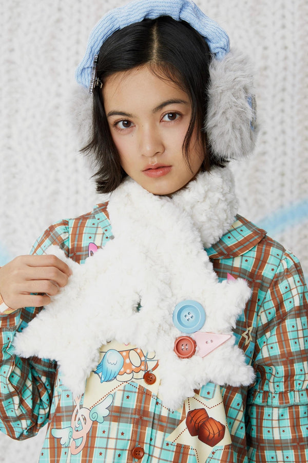 Y2K Plush Two-Tone Scarf