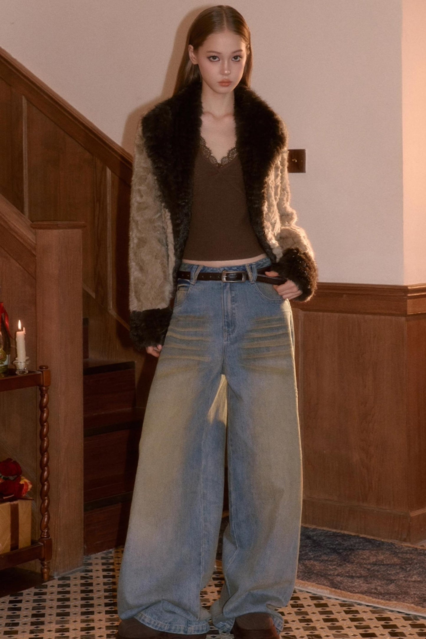 Vintage Smeared Denim Pants