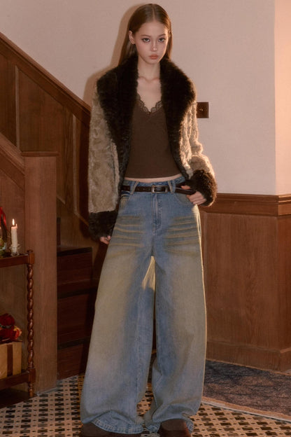 Vintage Smeared Denim Pants