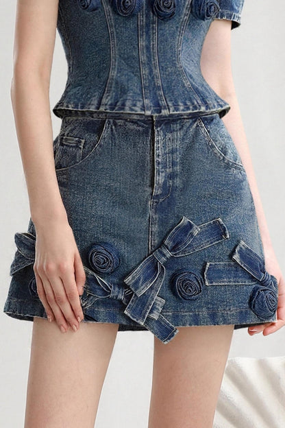 Cool Summer Denim Skirt Set