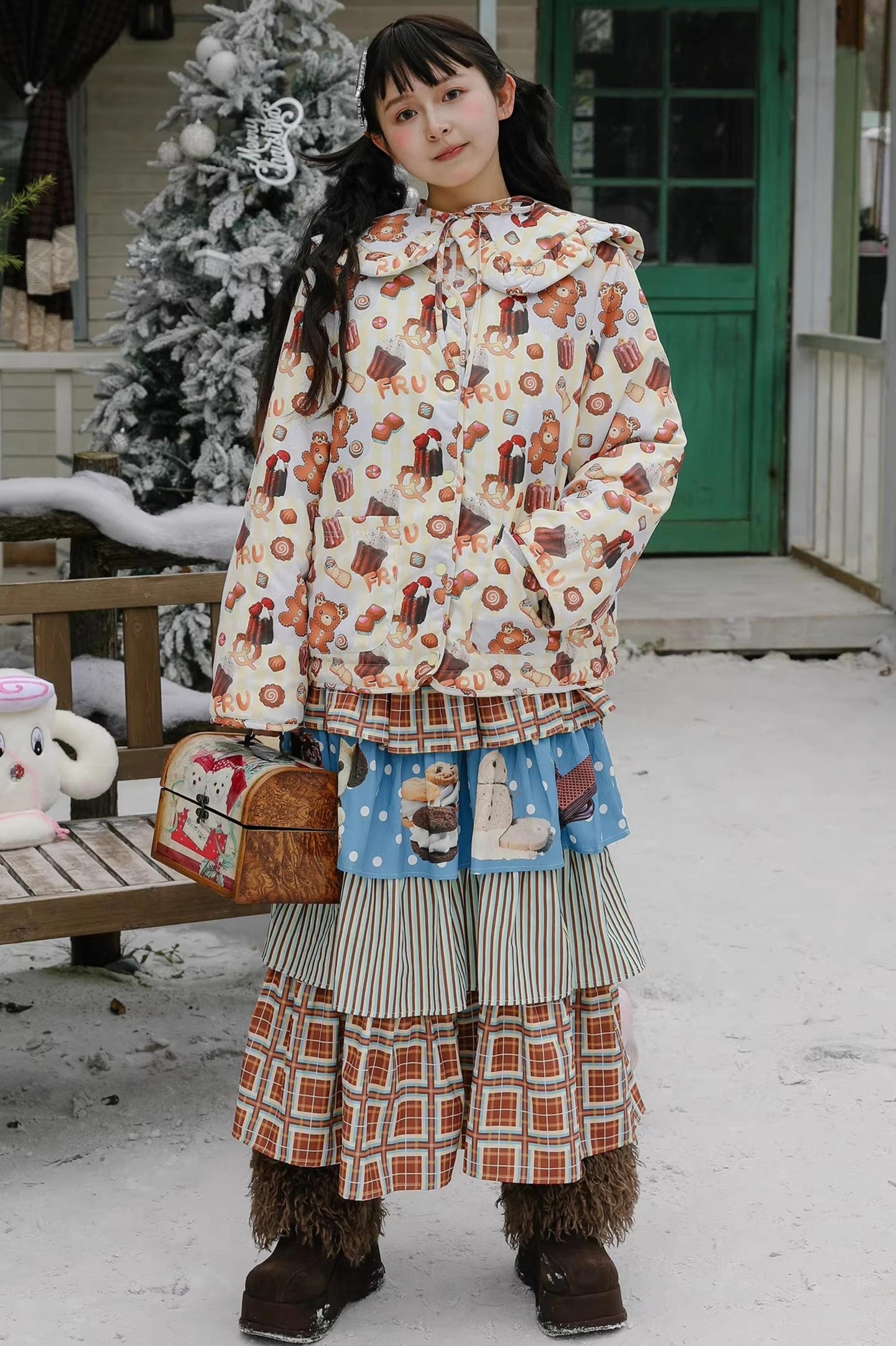 Angel Doll Print Quilted Jacket