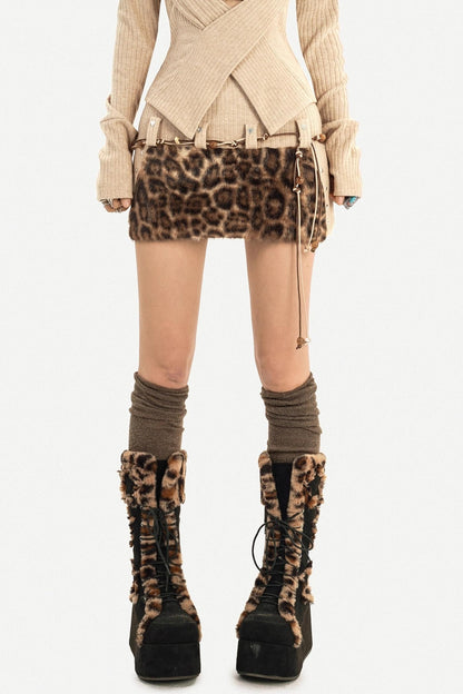 Retro Leopard Print A-Line Skirt