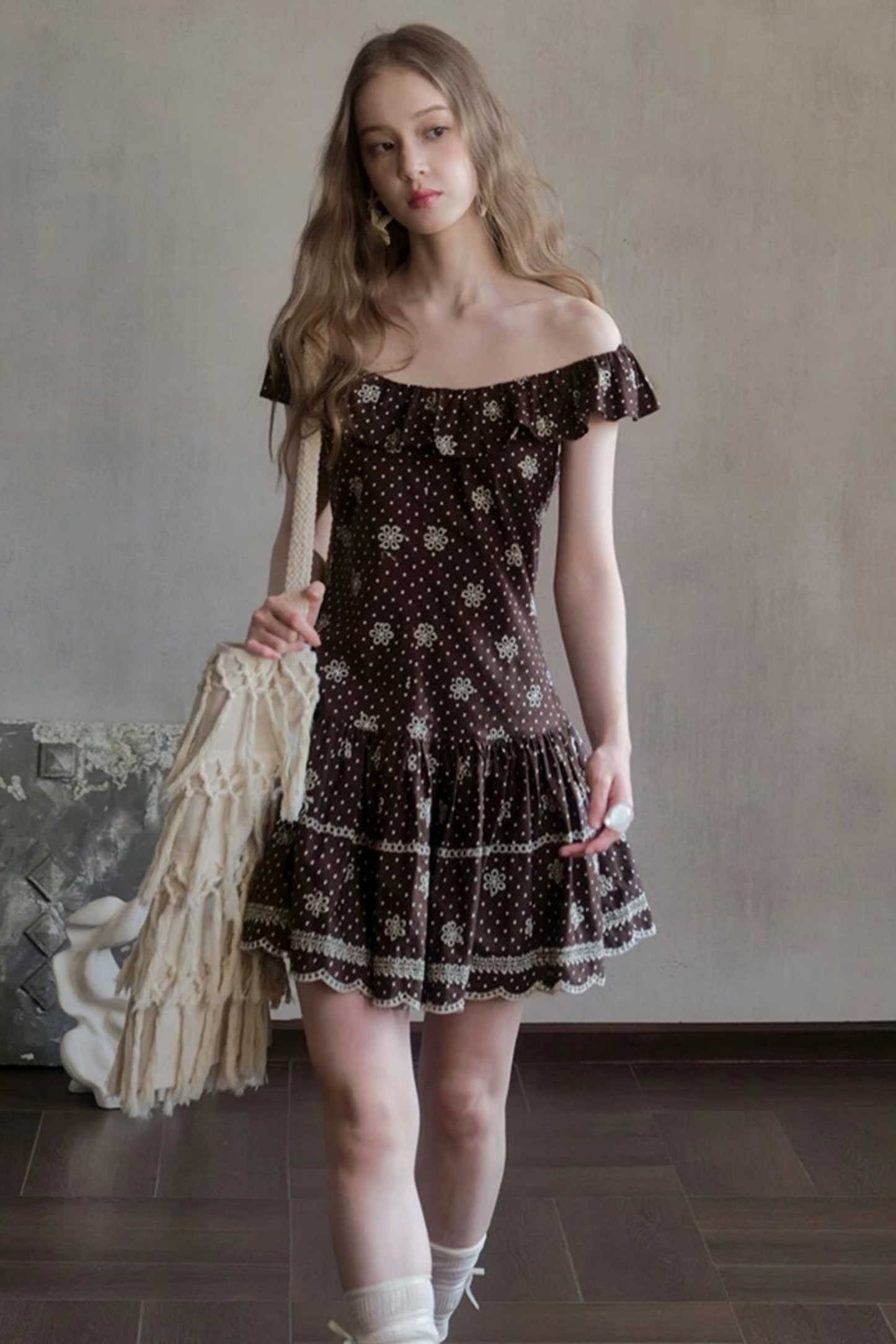 Embroidered One-Shoulder Dress