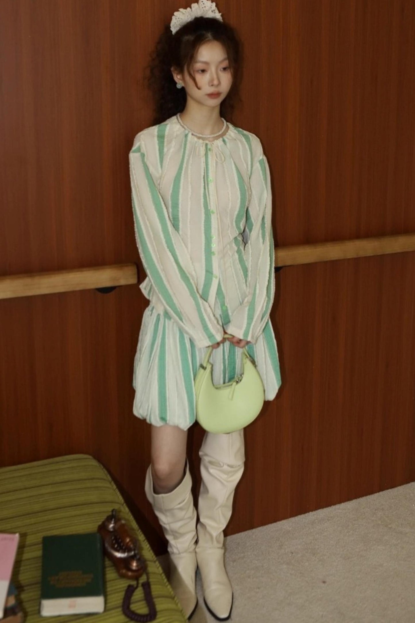 Elven Stripe Cardigan Skirt Set-Up