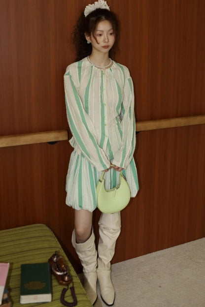 Elven Stripe Cardigan Skirt Set-Up