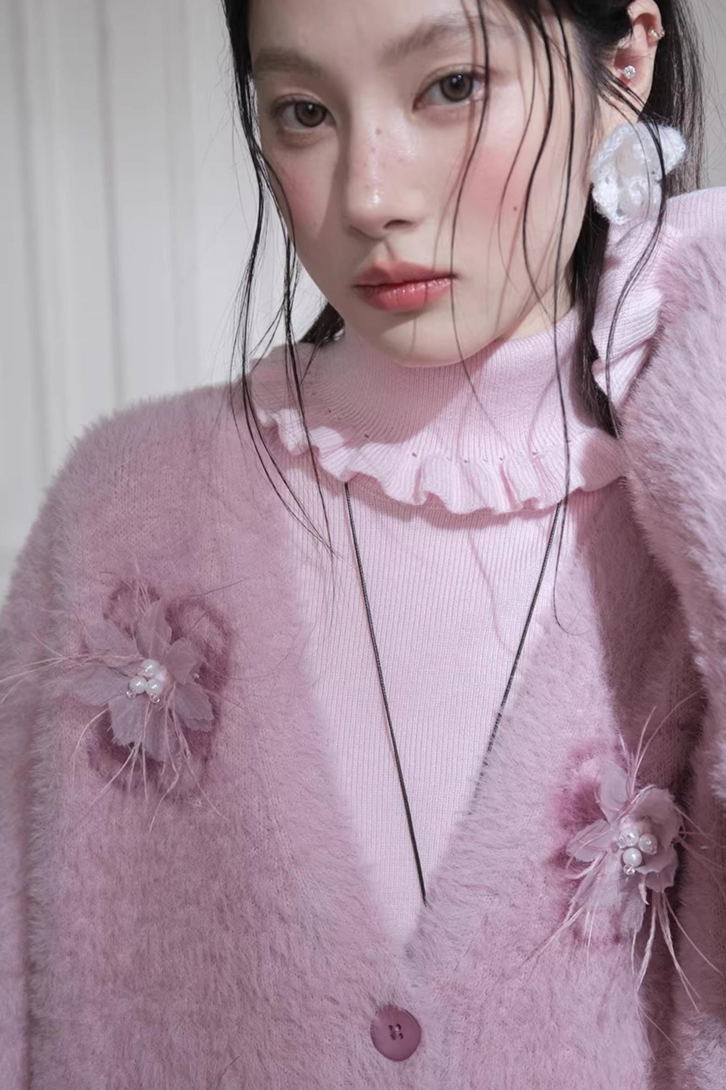 Human Pink Feder-Cardigan