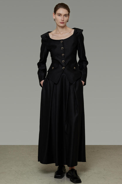 Square Neck Short Top & Skirt Set-Up