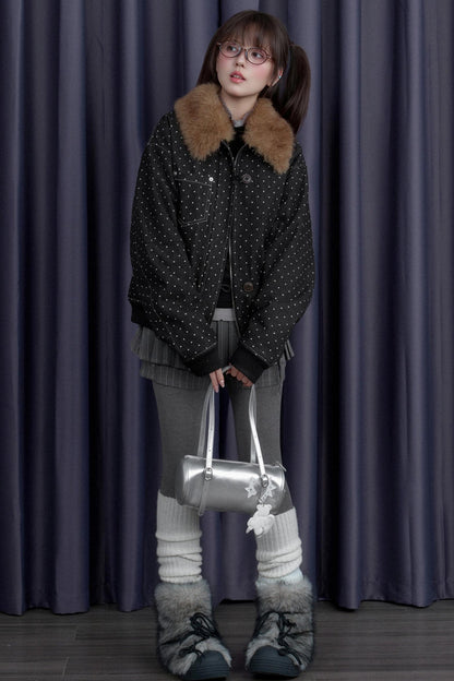 Fighting Spirit Detachable Fur Collar Jacket