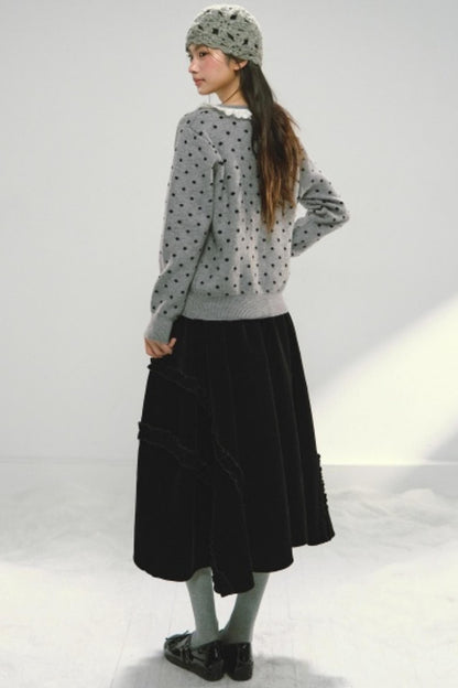 Velvet Ruffled Floral Skirt