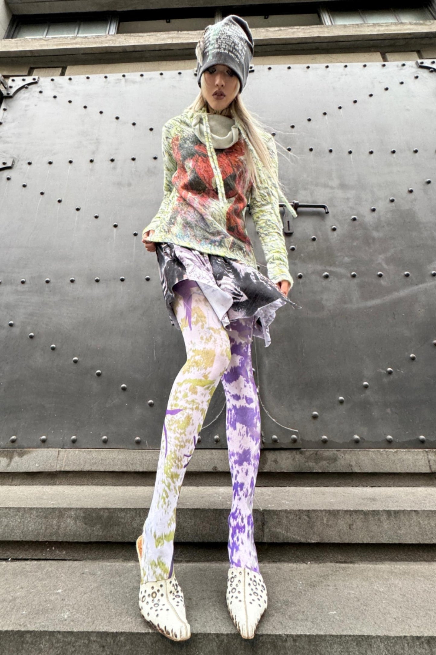 Moss Print Sheer Tight Pants