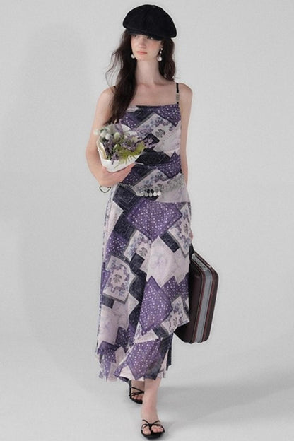 Vintage Collage Mesh Slip Dress