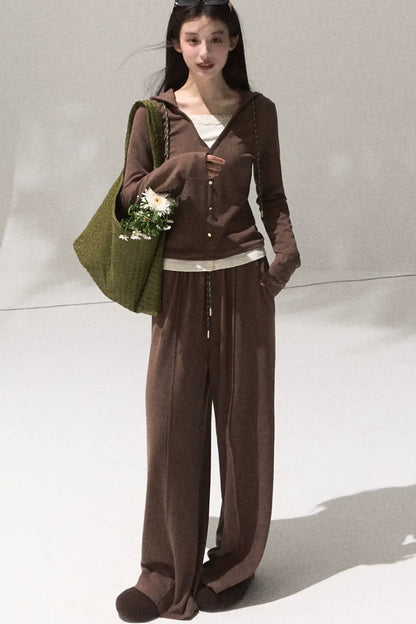 Tears Knit Top & Wide-Leg Pants Set-Up