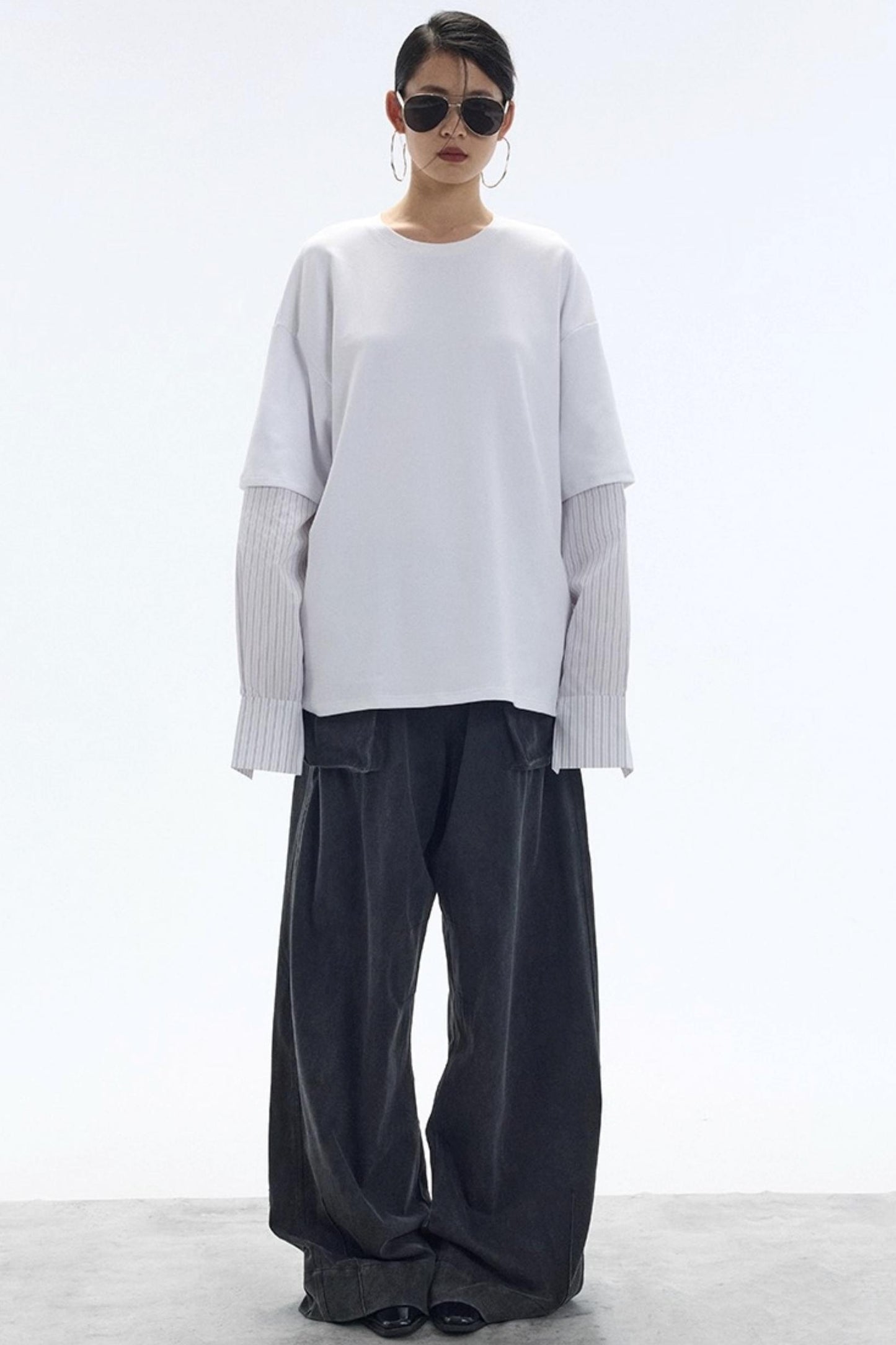 White Striped Crew Neck T-Shirt