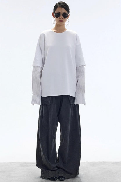 White Striped Crew Neck T-Shirt