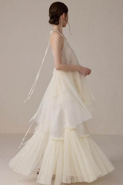 Floral Mesh Tie Neck Camisole