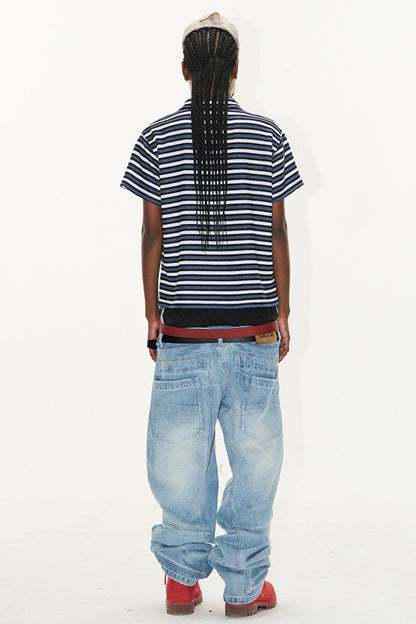Striped Embroidered Polo Tee