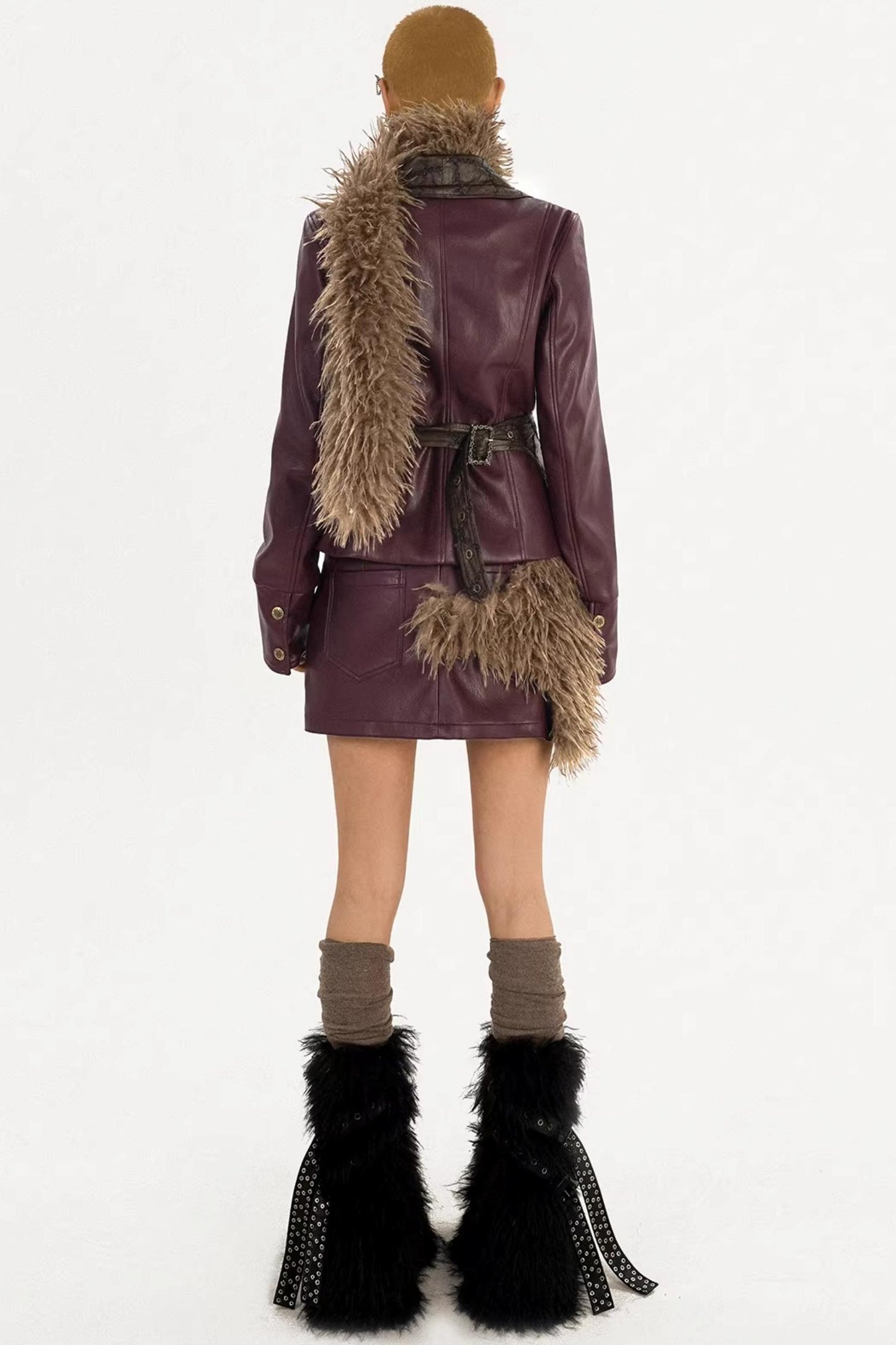 Wine Red Leather Skirt