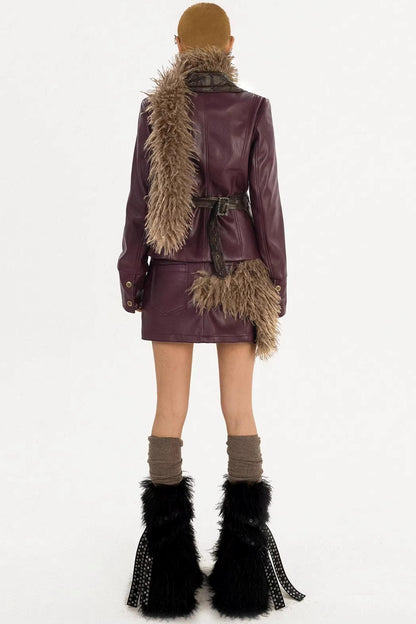 Wine Red Leather Skirt