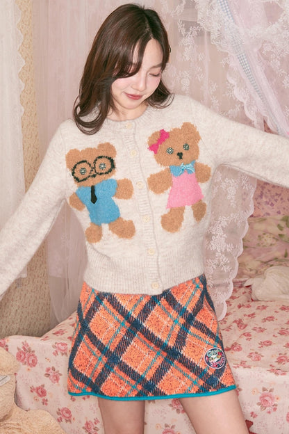 Peach Heart Plush Knit Cardigan