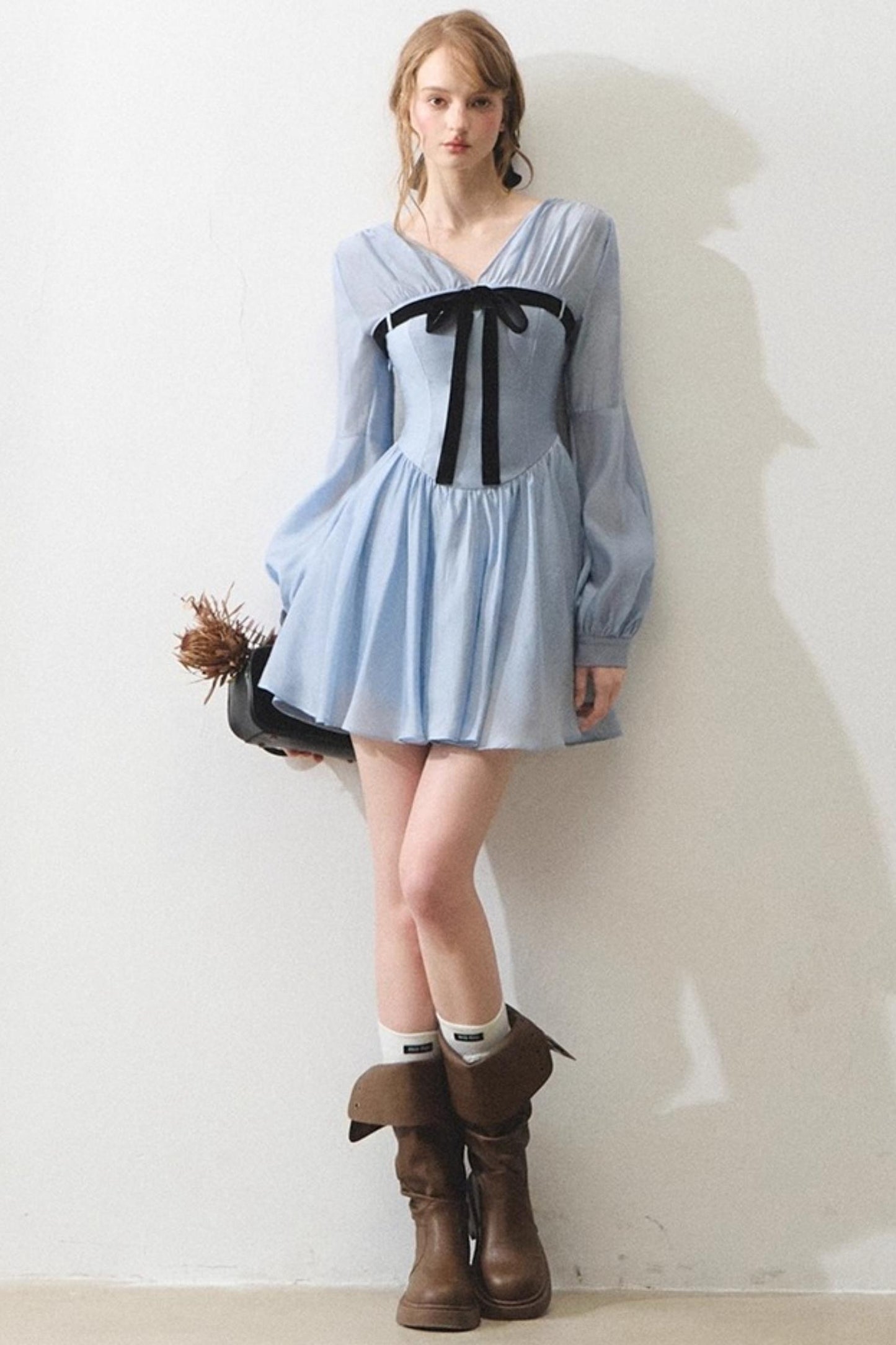 Mint Vintage V-Neck Tencel Dress