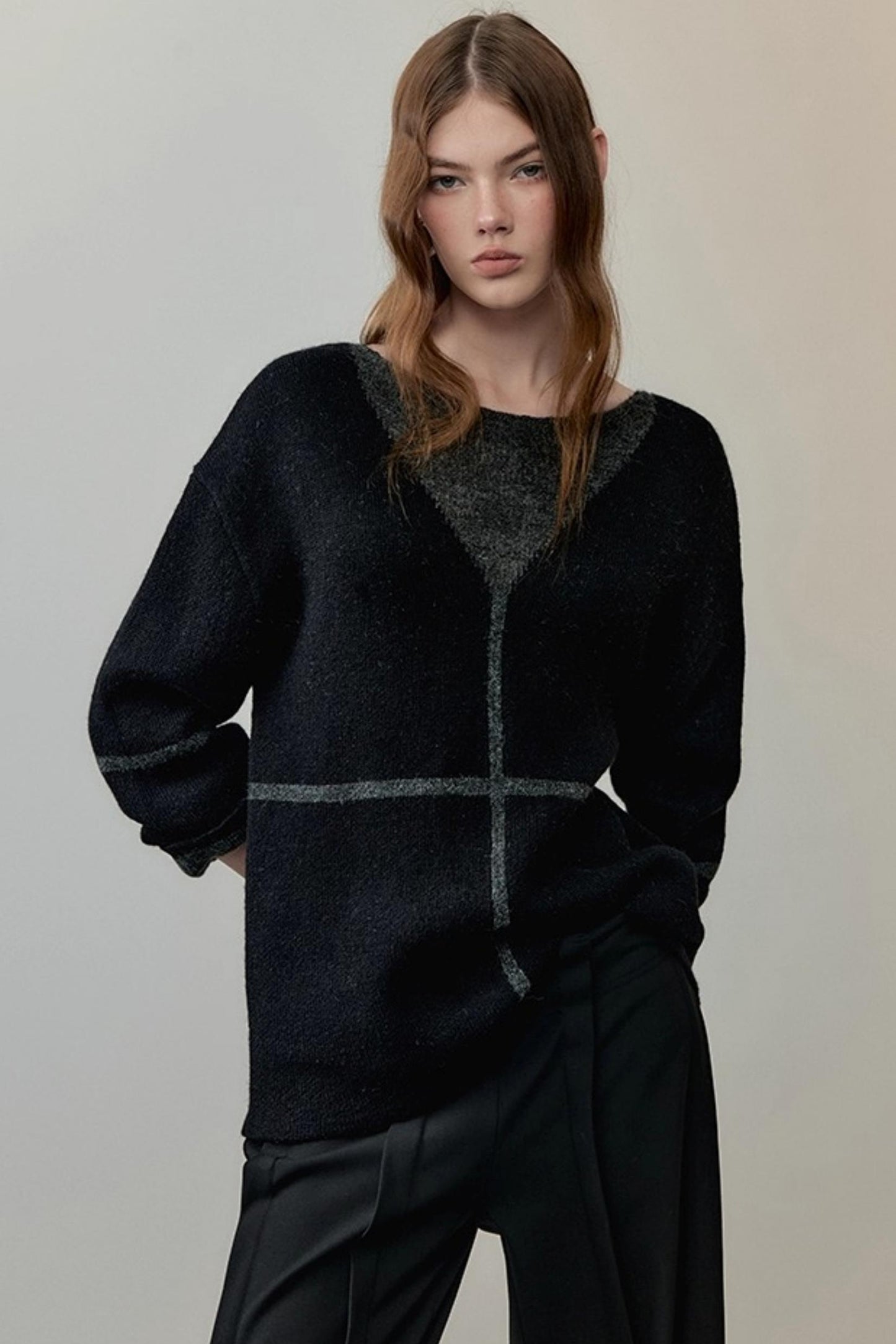 Translucent Knit V-Neck Top