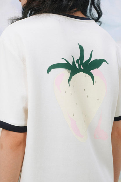 Cream Berry Milk White T-Shirt