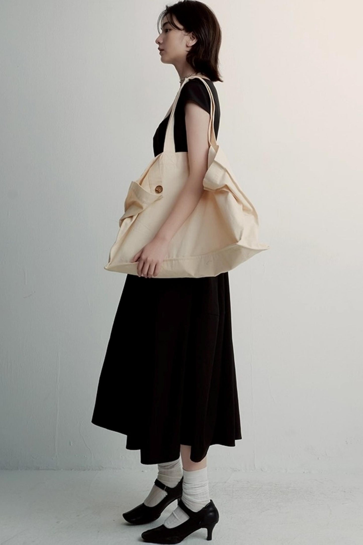 Cocoon Pleated Black Dress