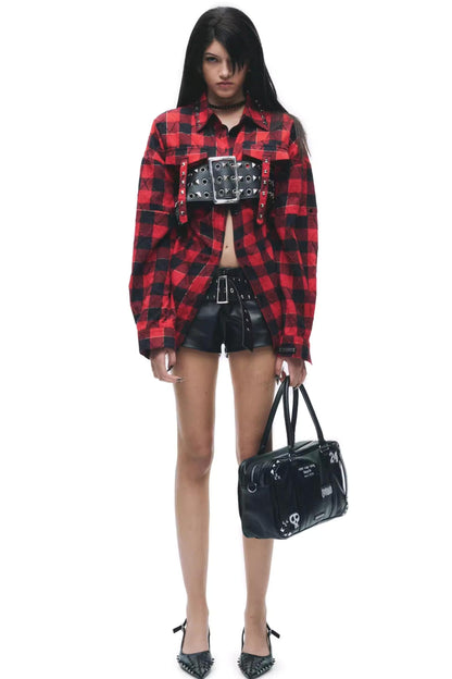 Punk-Grunge-Gebürstetes Hemd