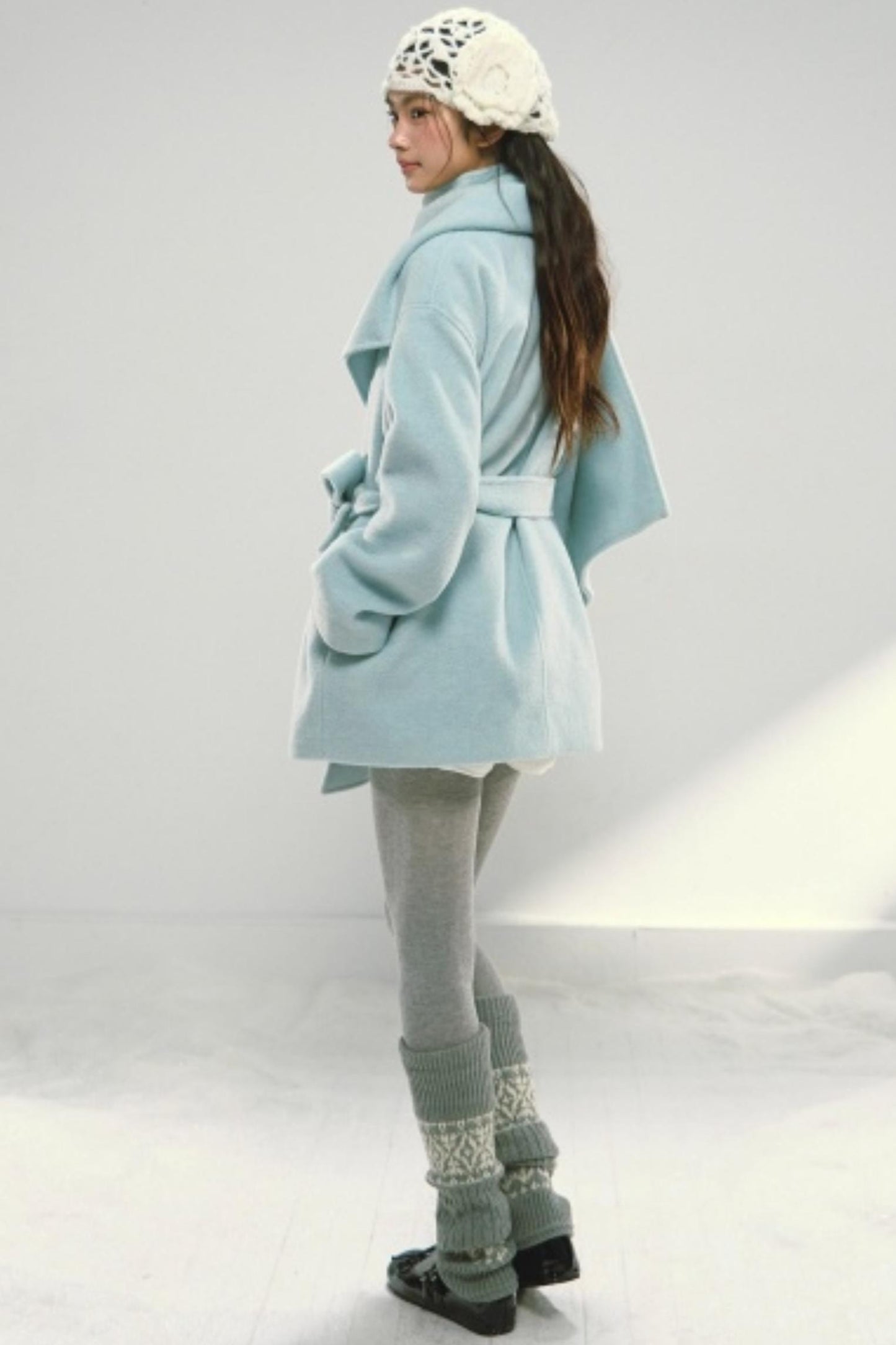 Shawl Cape Tie-Up Wool Coat