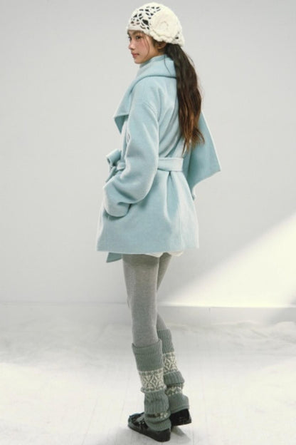 Shawl Cape Tie-Up Wool Coat