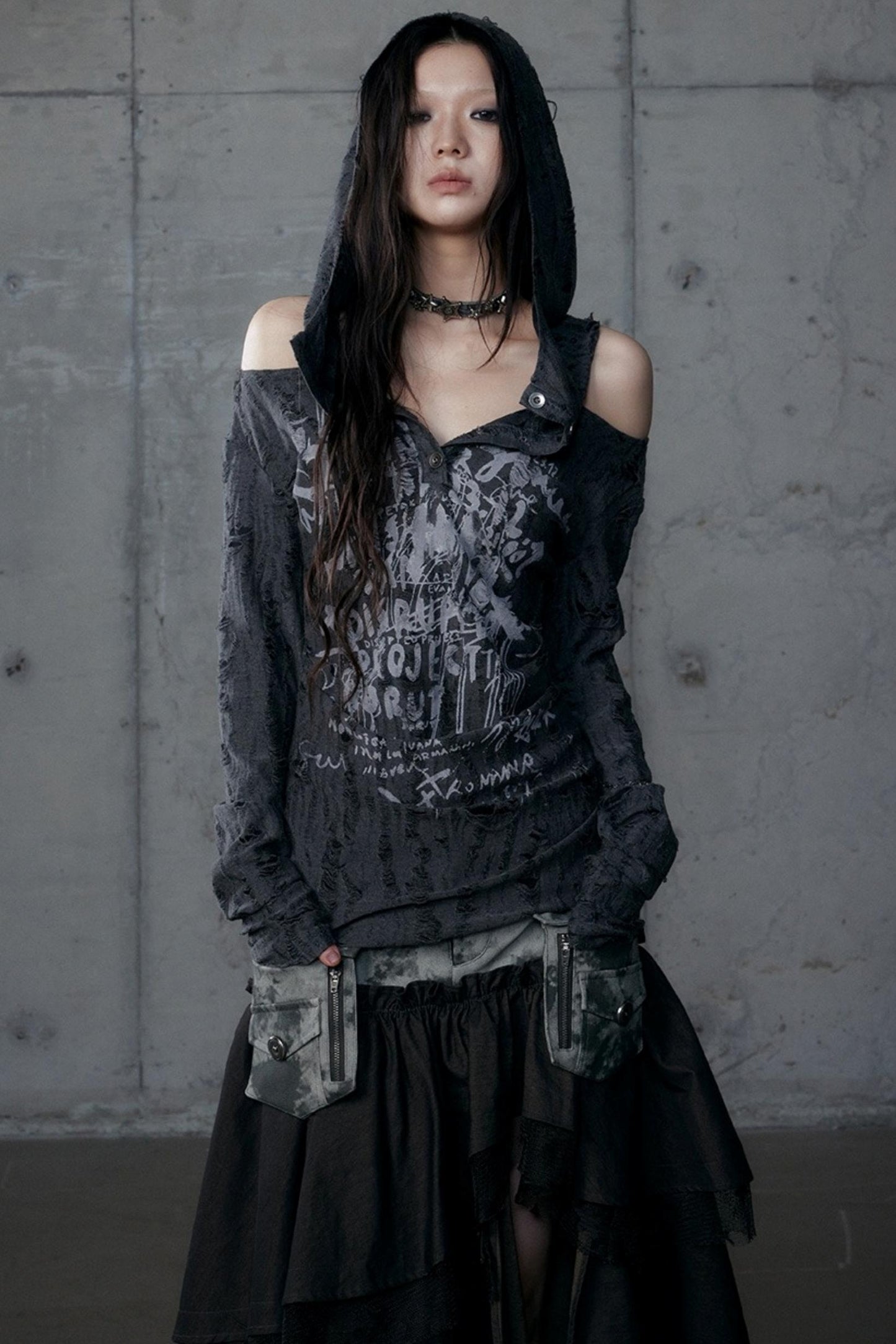 Vintage Punk Hooded Top